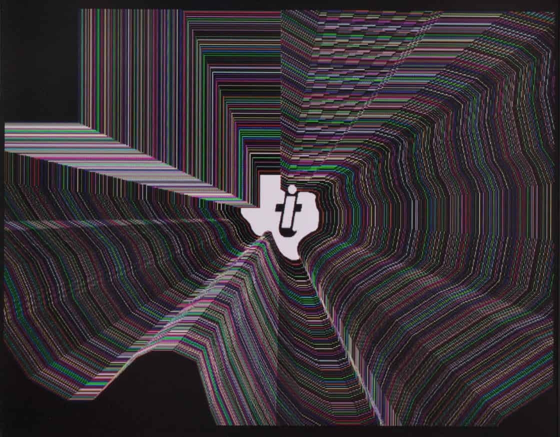 TMS340 TIGA Demo screen showing Texas Intruments logo