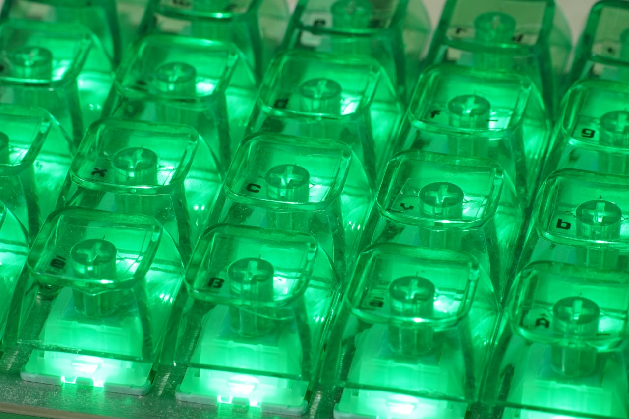 Keycap with OHP film inserted